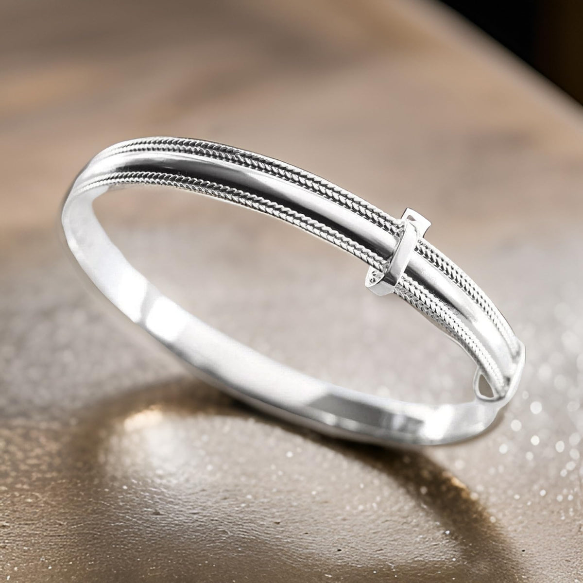 Plain Polished Expanding / Expandable / Adjustable Bangle Bracelet for Baby/Child/Children 