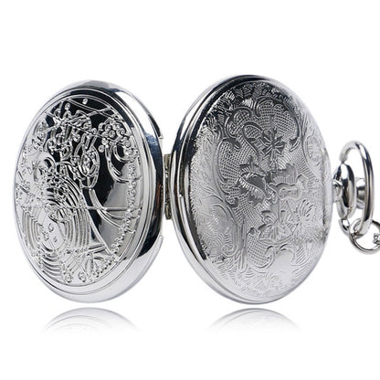 DR WHO Polished Silver Finish Retro/Vintage Case Full Hunter Mens/Boys Quartz Pocket Watch Necklace - On 32" inch / 80cm Chain