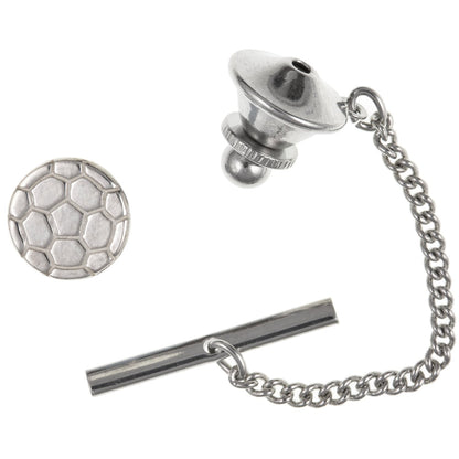 MENS Football Soccer Ball Tie Pin/Tack - Solid 925 Sterling Silver