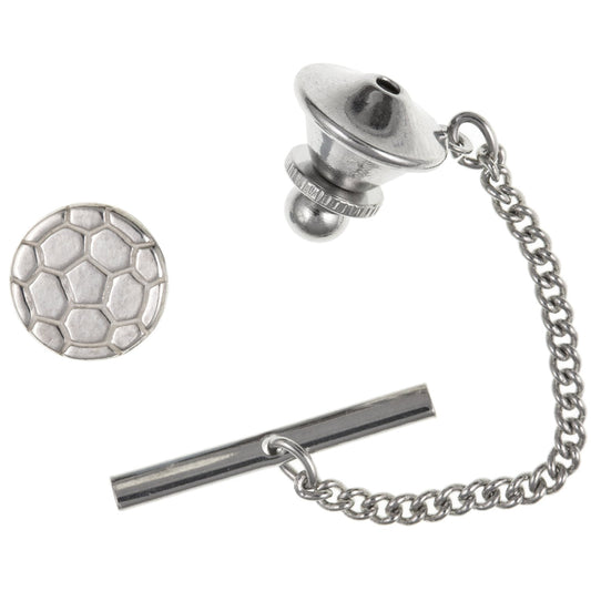 MENS Football Soccer Ball Tie Pin/Tack - Solid 925 Sterling Silver
