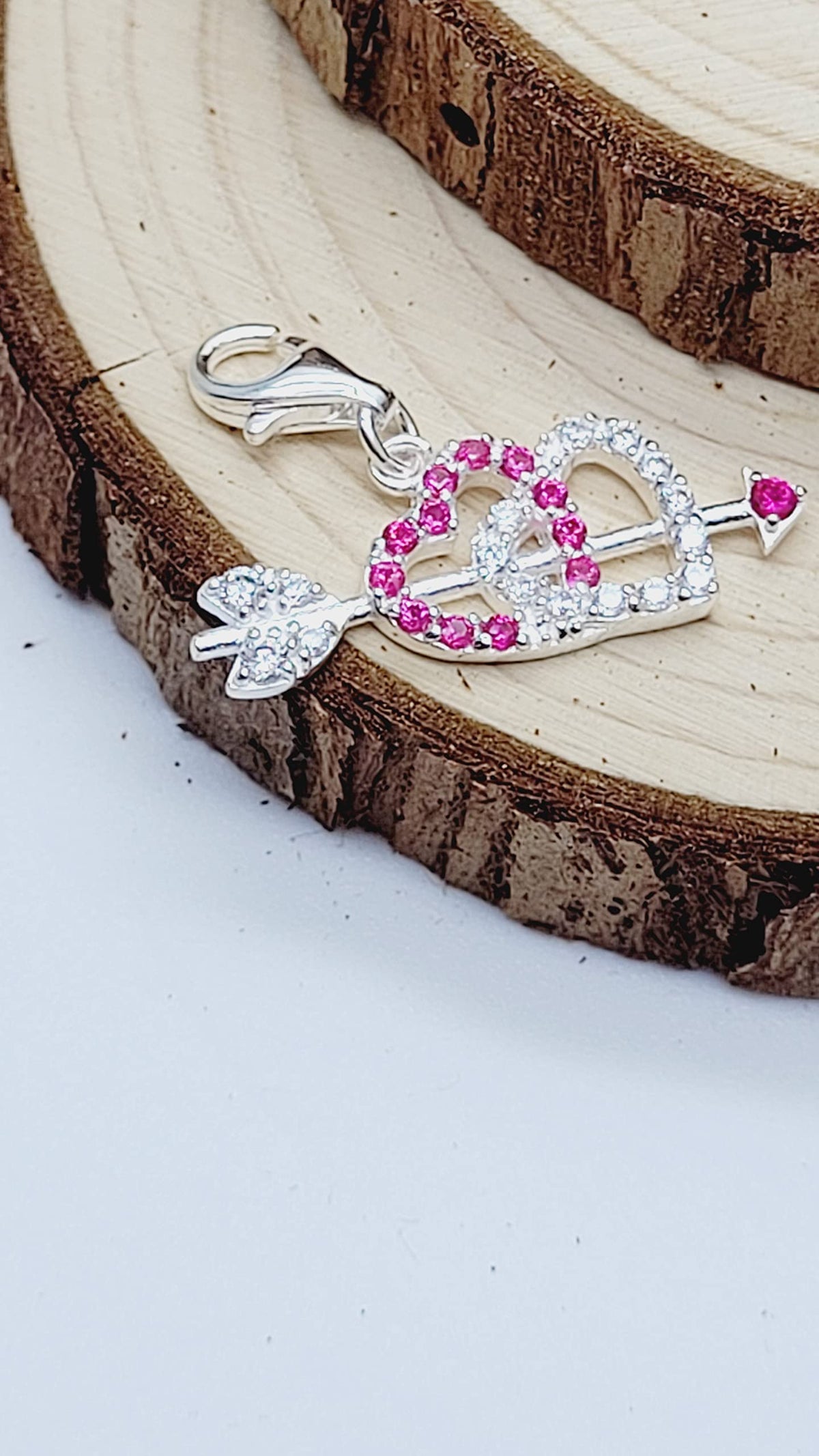 Heart Themed Clip On Charms Collection - Sterling Silver Clip On Charm Pendant with Lobste 