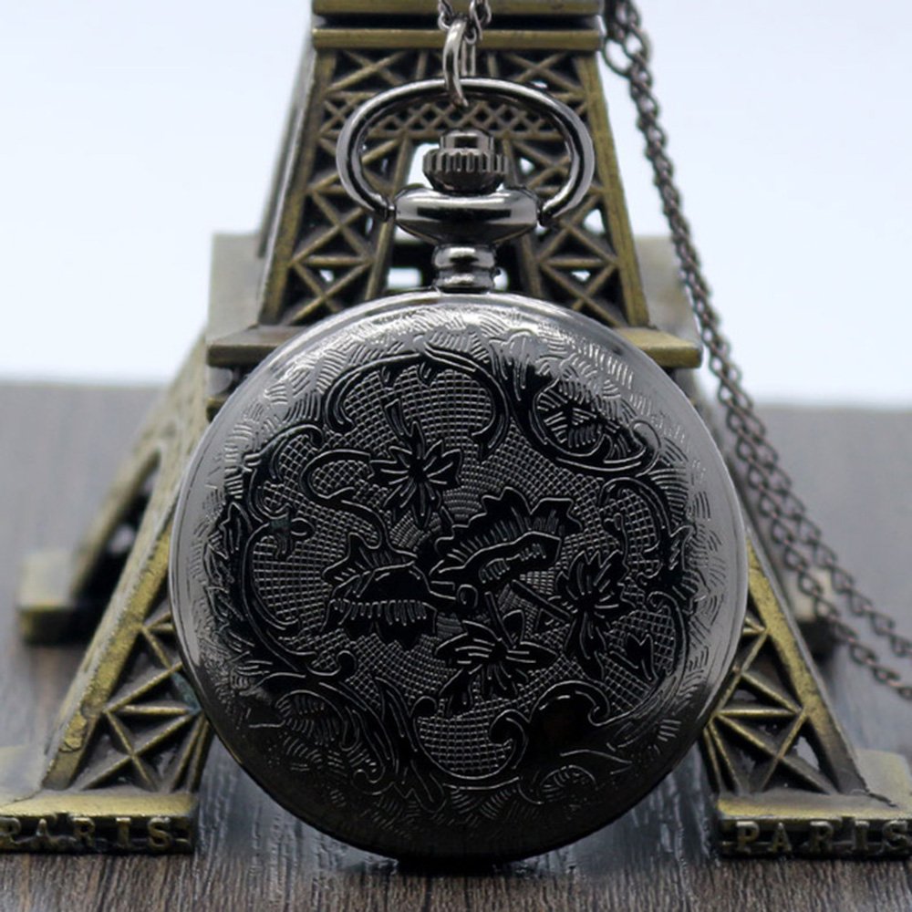 DR WHO Black Effect Retro/Vintage Case Full Hunter Mens/Boys Quartz Pocket Watch Necklace - On 32" Inch/80cm Chain