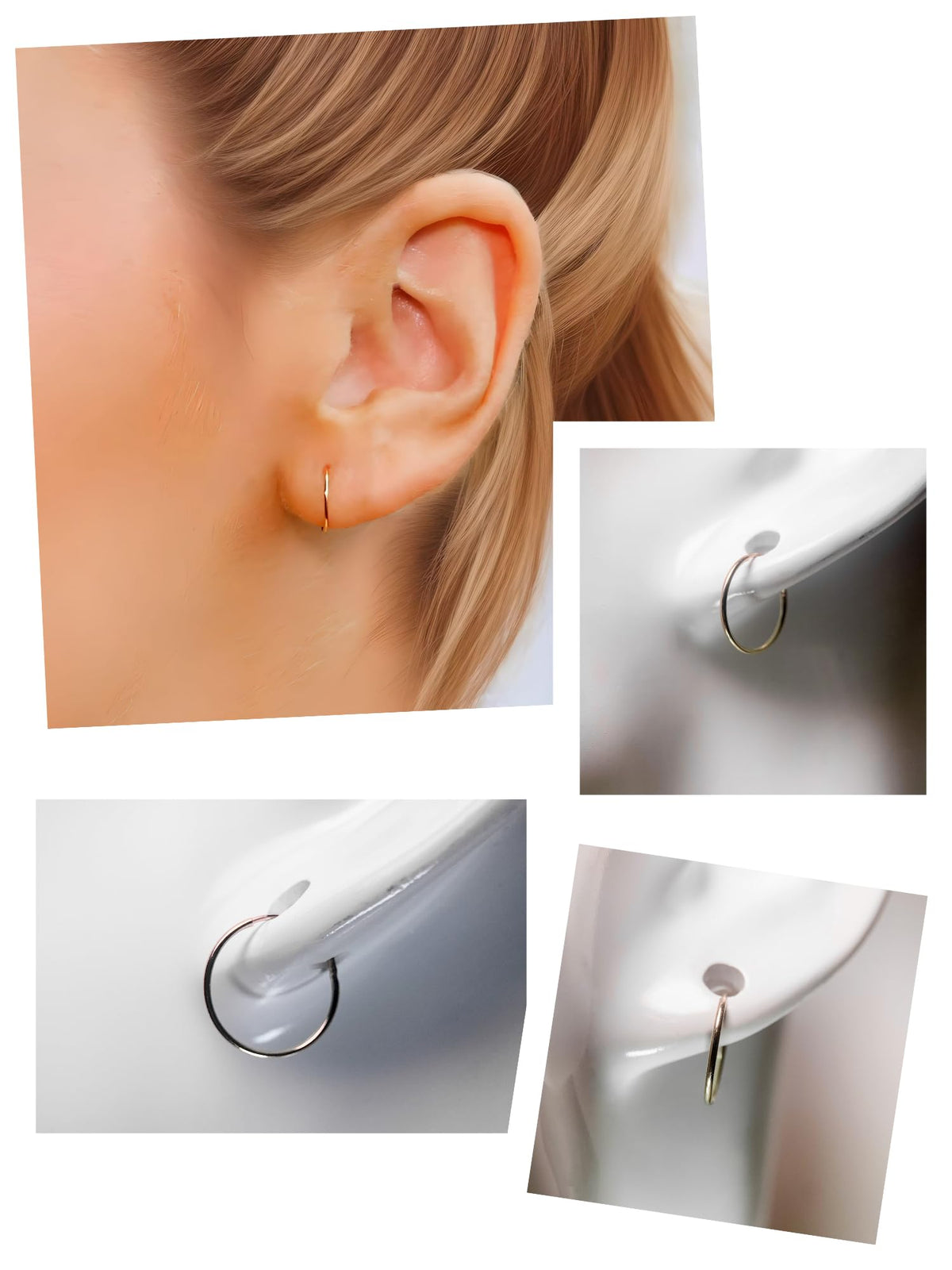 9mm 9ct Yellow Gold Hoop Sleeper Earrings For Women Men Kids - Endless/Seamless Continuous Small Thin ULTRA MINI Hoops - Solid Gold Hoop Earring Sleepers
