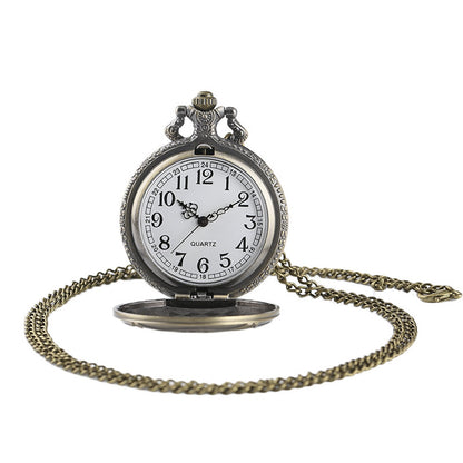 RED Fireman/Firefighter 3D Brushed Bronze Effect Antiqued/Vintage Case Men's Quartz Pocket Watch Necklace - On 32" Inch / 80cm Chain