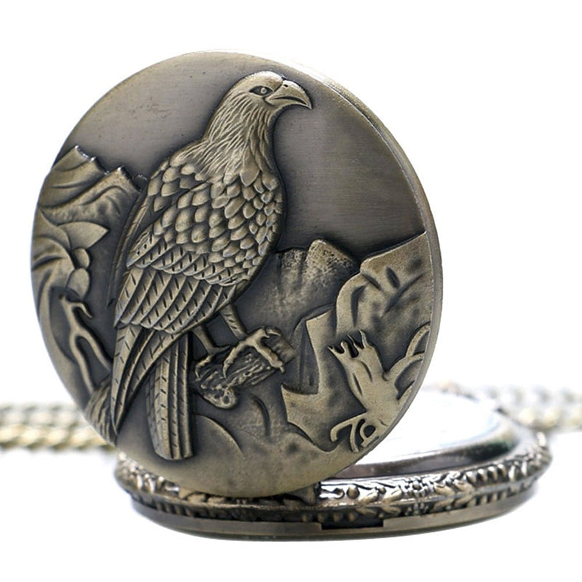 Bird Themed Quartz Pocket Watch Necklace - On 32" Inch / 80cm Chain 
