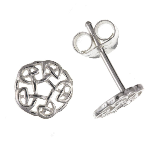 11MM Irish Celtic Dara Knot Weave Stud Earrings/Ear Studs for Women Ladies Girls - 925 Sterling Silver