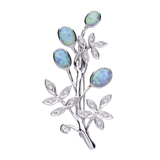 Floral Rose Flower Brooches for Women UK - Sterling Silver Pin Clip for Women - Ladies Wom ##blue-opal-cz-flower-brooch