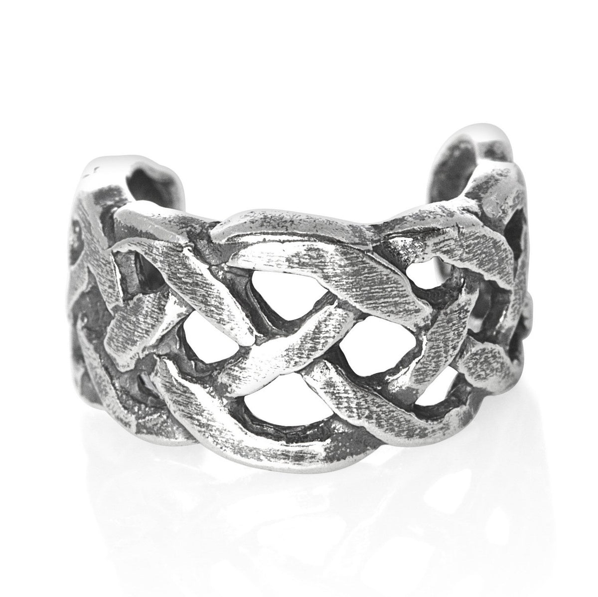 Celtic Weave Woven Braided Band Outer Ear Cuff Clip-On Earring - 925 Sterling Silver - Non Pierced Earring