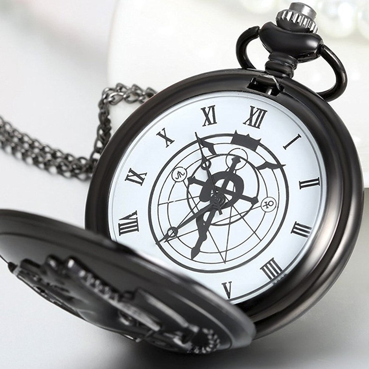 Fullmetal Alchemist Unisex Quartz Pocket Watch Necklace - On 32" Inch / 80cm Chain 