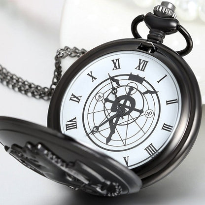 Fullmetal Alchemist Unisex Quartz Pocket Watch Necklace - On 32" Inch / 80cm Chain 