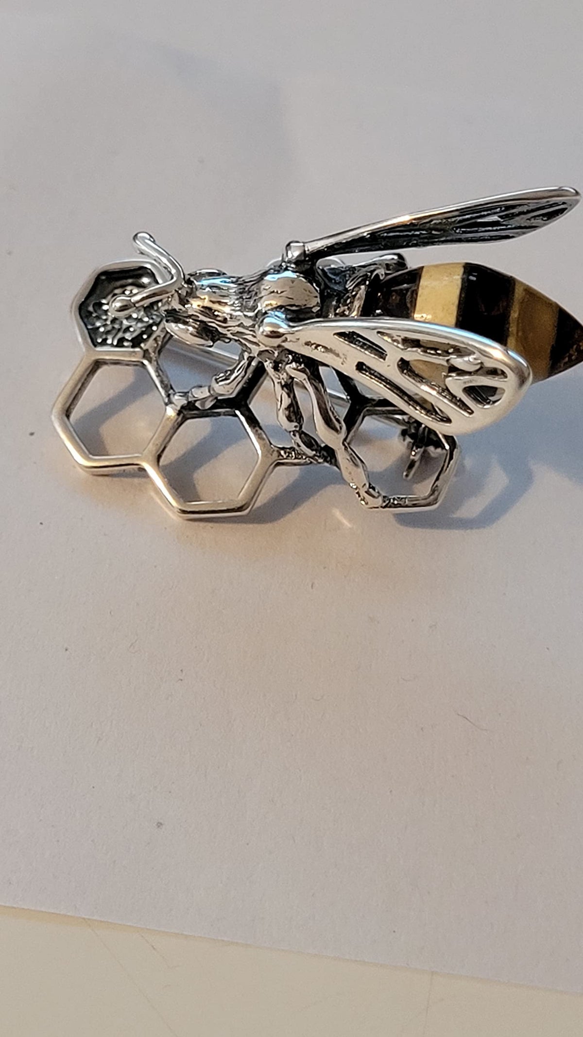 Insect/Nature Themed Amber Sterling Silver Brooch Pin/Clip in Vintage Style for Women Teen 