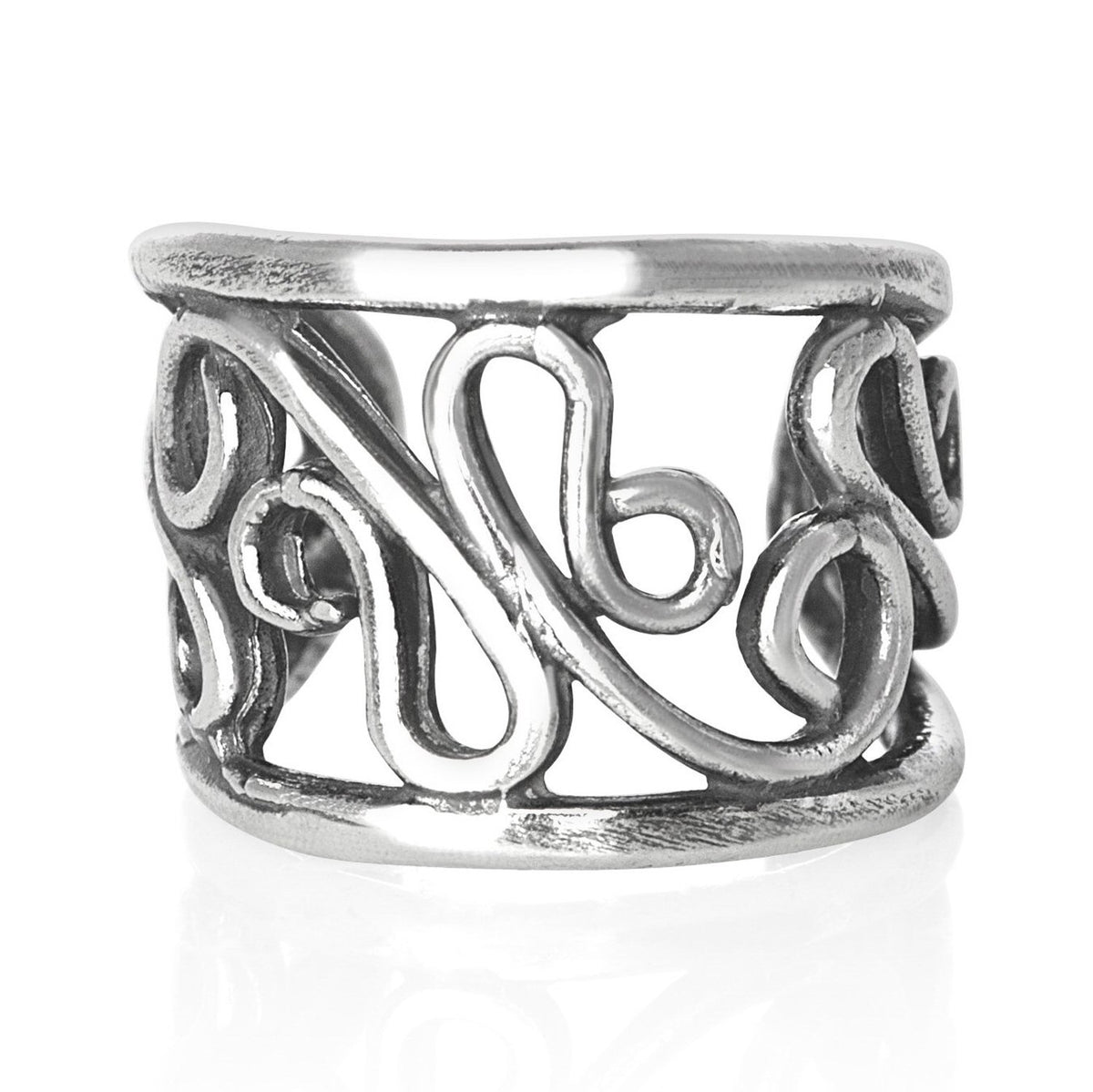 Scrolled Wire Band Outer Ear Cuff Clip-On Earring - 925 Sterling Silver - Non Pierced Earring