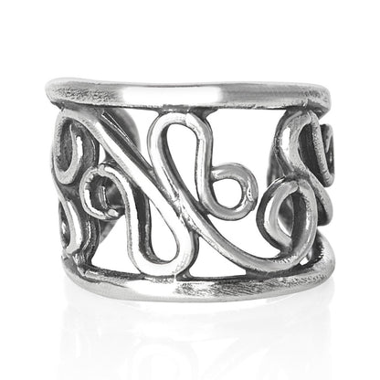 Scrolled Wire Band Outer Ear Cuff Clip-On Earring - 925 Sterling Silver - Non Pierced Earring