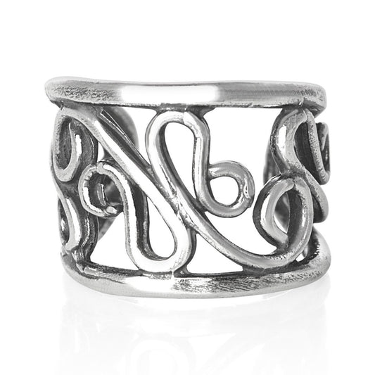 Scrolled Wire Band Outer Ear Cuff Clip-On Earring - 925 Sterling Silver - Non Pierced Earring