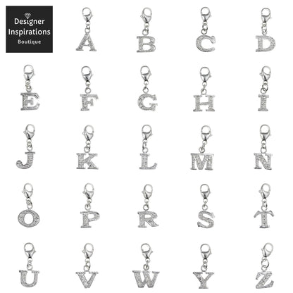 Capital Letter A-Z Alphabet Initial 925 Sterling Silver Clip On Charm Pendant with Lobster 