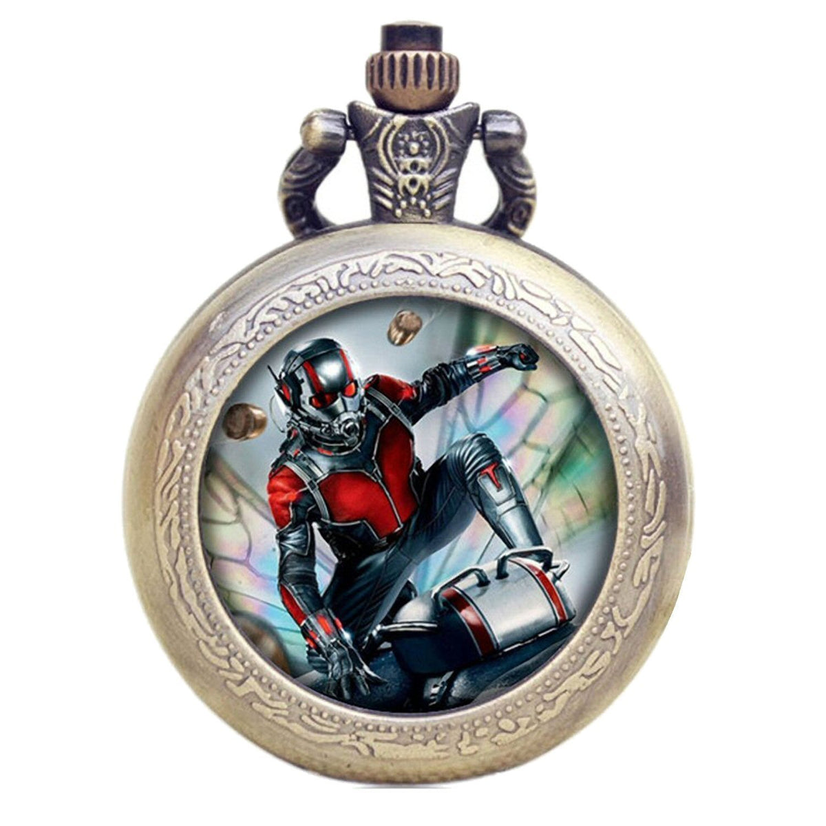 Antman Antique Bronze Effect Retro/Vintage Case Men's Quartz Pocket Watch Necklace - On 32" Inch/80cm Chain