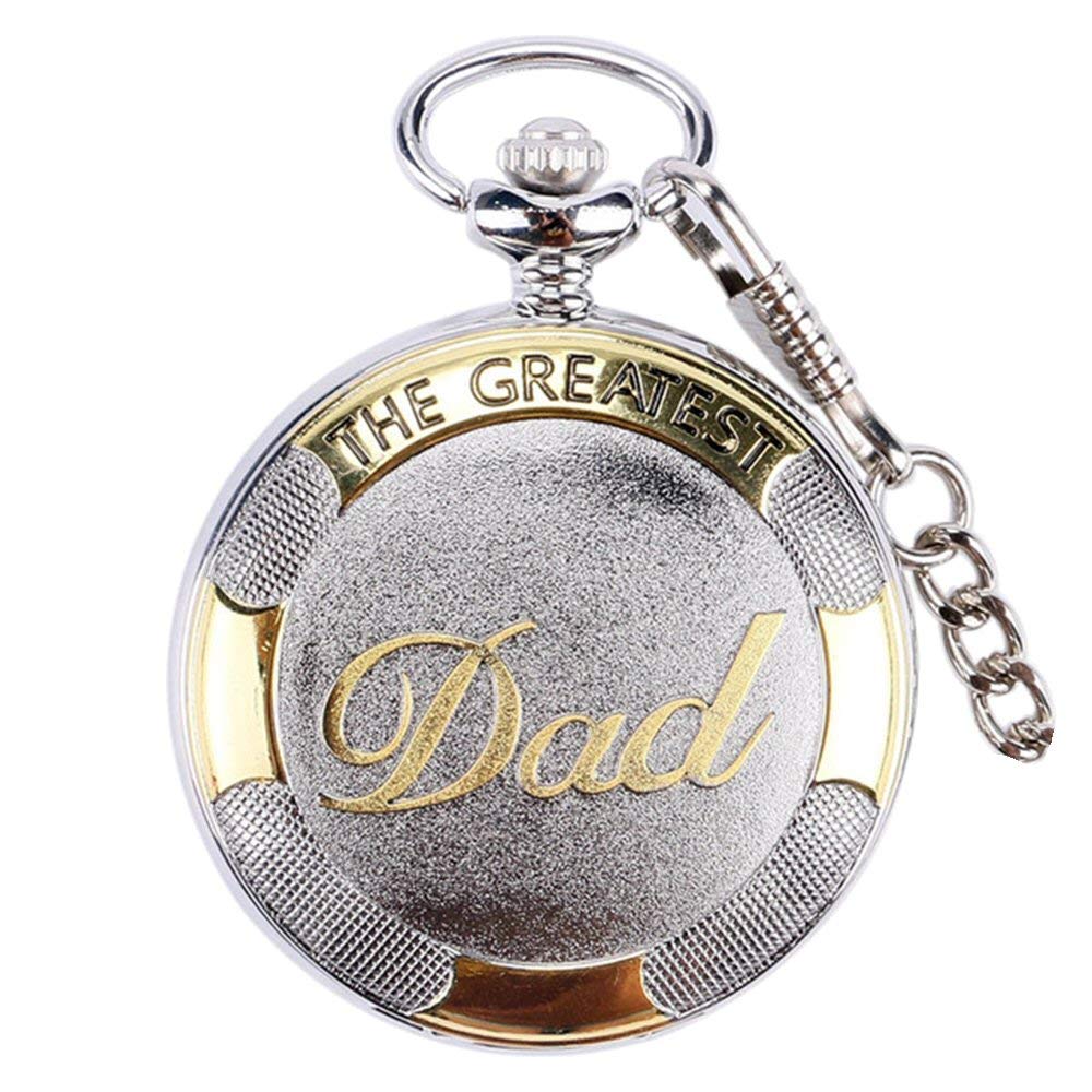 DAD/Father Themed Quartz Pocket Watch - On 32" Inch / 80cm Chain Or 14.5" Inch / 37cm Chai 