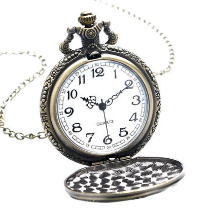 Bird Themed Quartz Pocket Watch Necklace - On 32" Inch / 80cm Chain 