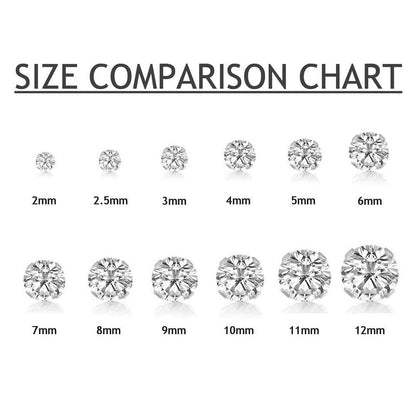 2MM Classic Brilliant Round Cut Cubic Zirconia (CZ) Sterling Silver Solitaire Stud Earrings/Ear Studs for Women Ladies Girls - Birthstone Earrings