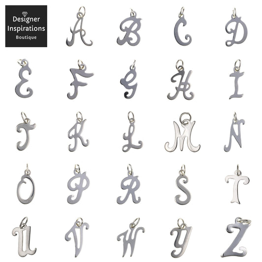 Capital Letter A to Z Alphabet Initial 925 Sterling Silver Slider Charms for Women Girls/Silver Alphabet Letter Charms for Jewellery Making - Fit for Traditional Charm Bracelet