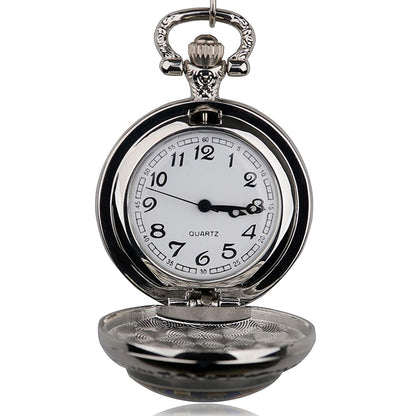 Beauty & The Beast Flower Rose Design Polished Silver Retro/Vintage Case Women's Quartz Pocket Watch Necklace - On 32" Inch / 80cm Chain