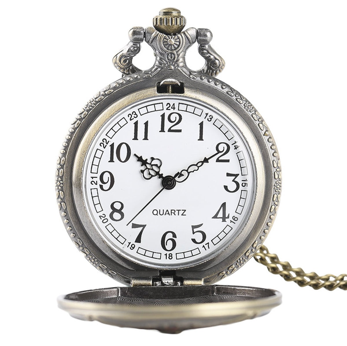 RED Fireman/Firefighter 3D Brushed Bronze Effect Antiqued/Vintage Case Men's Quartz Pocket Watch Necklace - On 32" Inch / 80cm Chain