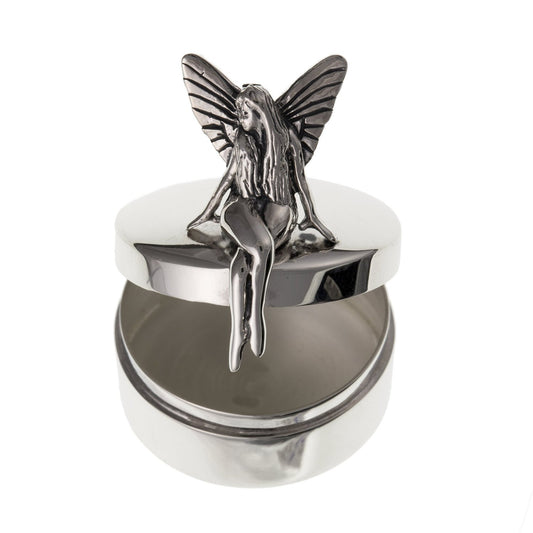 First Curl/Tooth Seated Fairy Trinket Box - 22MM Wide - Solid 925 Sterling Silver