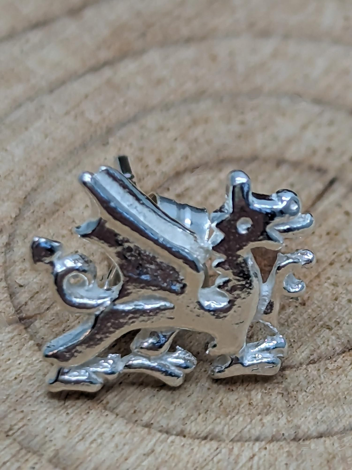 Wales/Welsh Dragon Stud Earrings/Ear Studs - 10mm W X 8mm H - 925 Sterling Silver - Welsh Jewellery