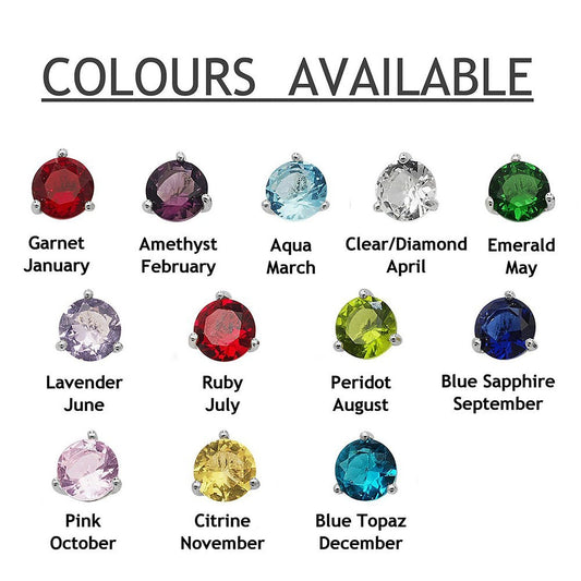 5MM CZ Round Cut Birthstone Stud Earrings - 925 Sterling Silver