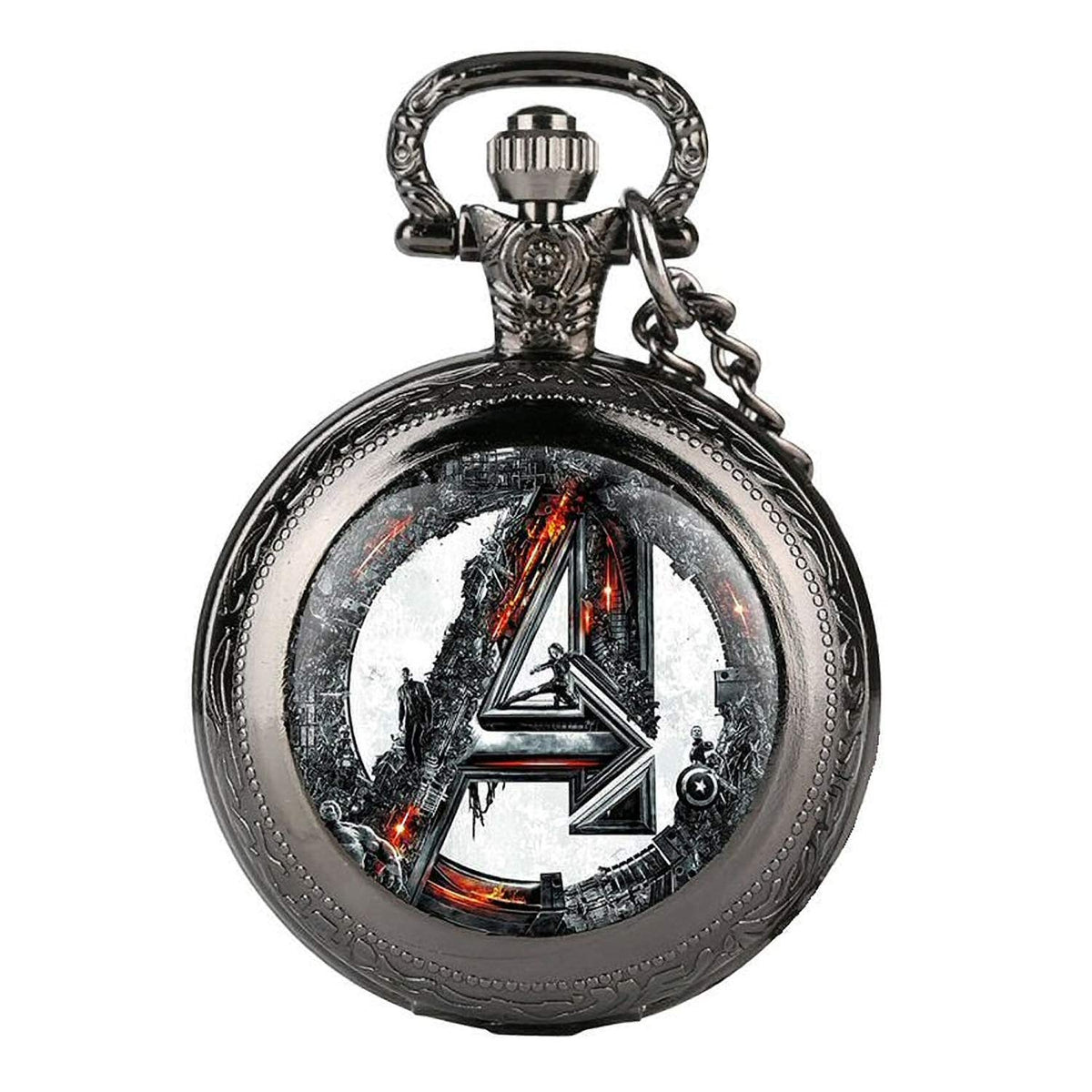 Avenger Themed Quartz Pocket Watch Necklace for Men Women Children - Full Hunter - On 32" 