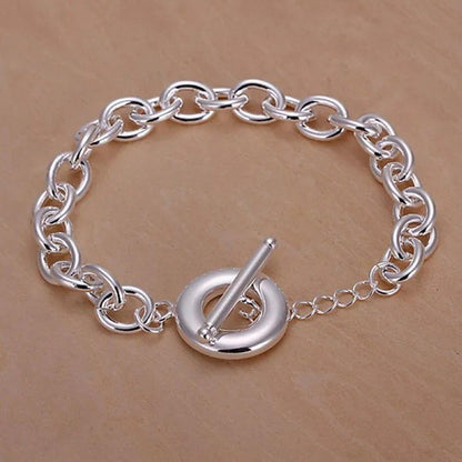 Toggle / T-Bar Link Bracelet - 8" inch - 925 Sterling Silver Plated