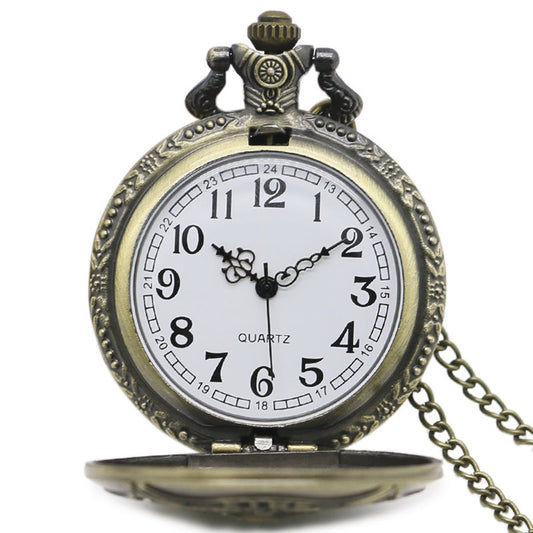 Fireman/Firefighter 3D Brushed Bronze Effect Antiqued/Vintage Case Men's Quartz Pocket Watch Necklace - On 32" Inch / 80cm Chain