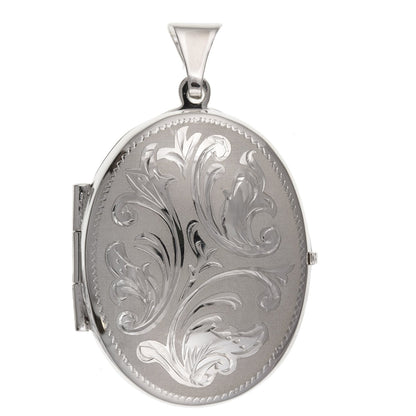 25MM Wide MEDIUM Victorian Scrolling Engraved Oval Locket - 925 Sterling Silver