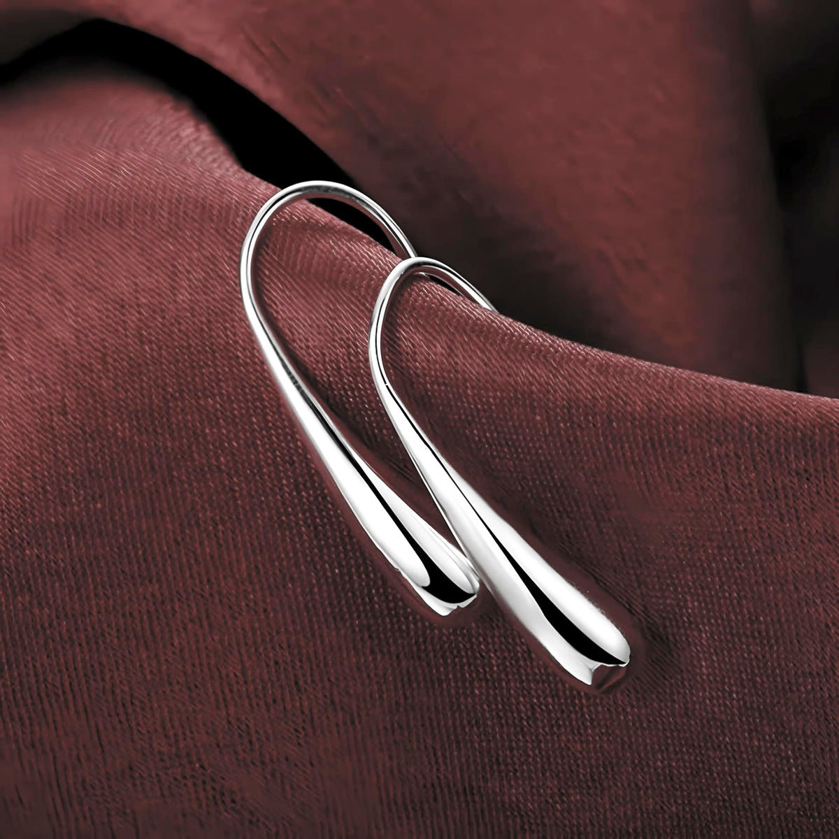 Classic Elongated Teardrop Dangly/Dangle Drop Hook Earrings for Women Ladies Girls - 925 Sterling Silver Plated - Designer Inspired