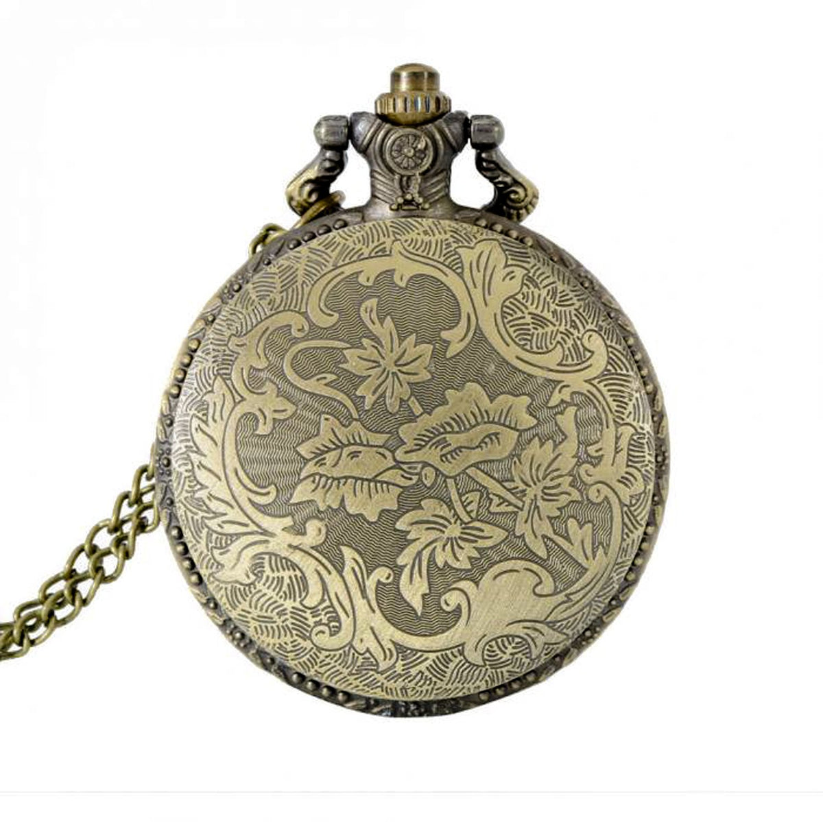 Motorbike/Motorcycle Themed Men's Quartz Pocket Watch Necklace - On 32" Inch / 80cm Chain 
