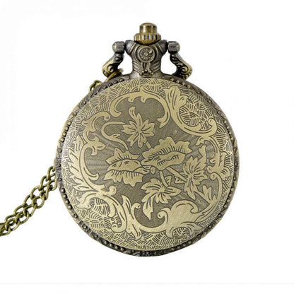Motorbike/Motorcycle Themed Men's Quartz Pocket Watch Necklace - On 32" Inch / 80cm Chain 