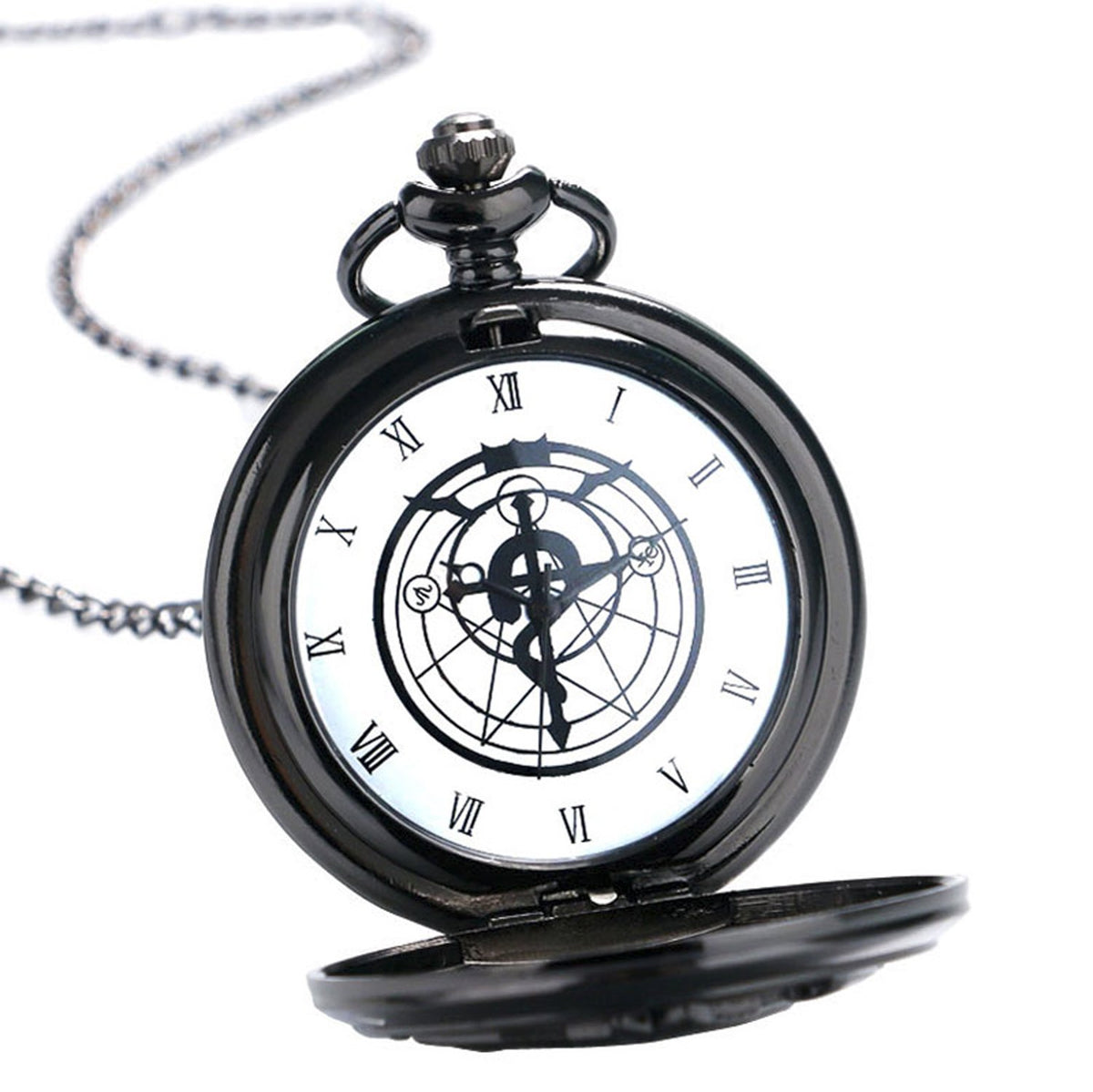 Fullmetal Alchemist Unisex Quartz Pocket Watch Necklace - On 32" Inch / 80cm Chain 