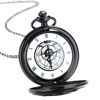 Fullmetal Alchemist Unisex Quartz Pocket Watch Necklace - On 32" Inch / 80cm Chain 