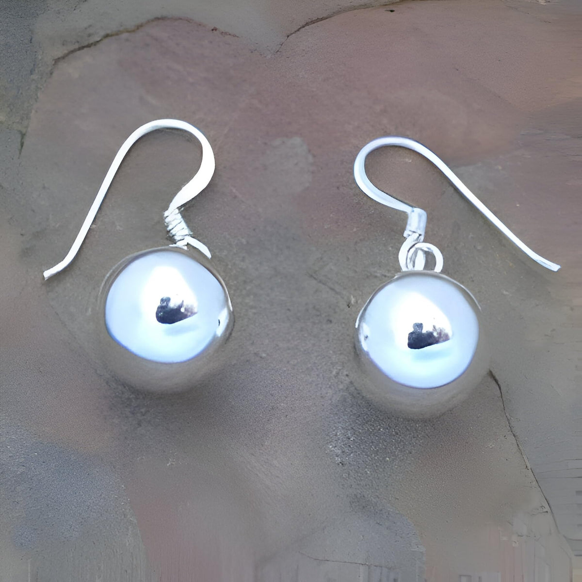 8mm Bead/Ball Drop Earrings for Women Girls - 925 Sterling Silver Dangly Drop Hook Earrings - Hypoallergenic Hanging Minimalist Dangle Earring