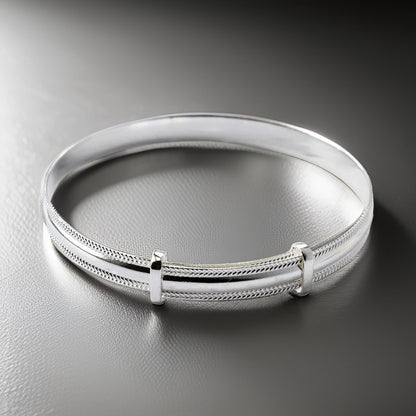 Plain Polished Expanding / Expandable / Adjustable Bangle Bracelet for Baby/Child/Children 