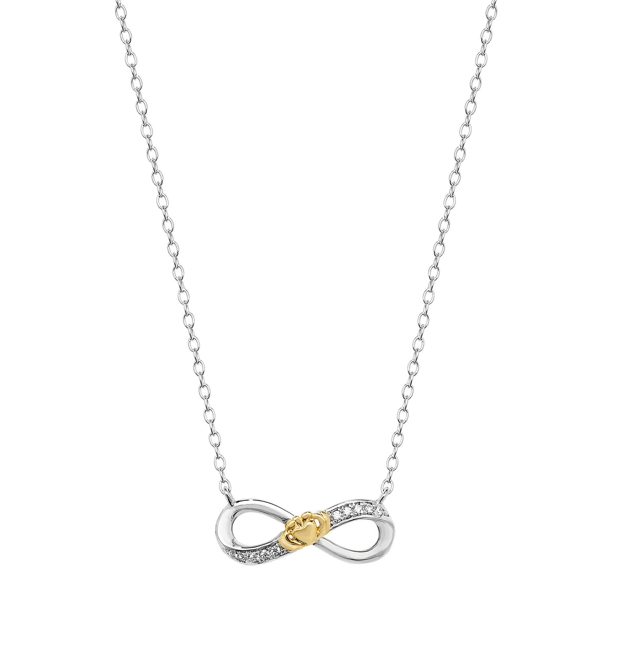 Infinity Celtic Knot Sterling Silver & 9ct Gold Claddagh Necklace - Unusual Irish Design SN149B