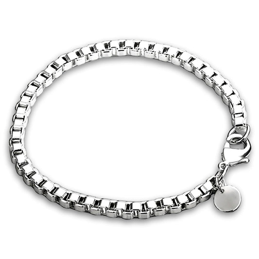 7.5" Inch Box/Square Link Venetian Bracelet - 925 Sterling Silver Plated - 19cm