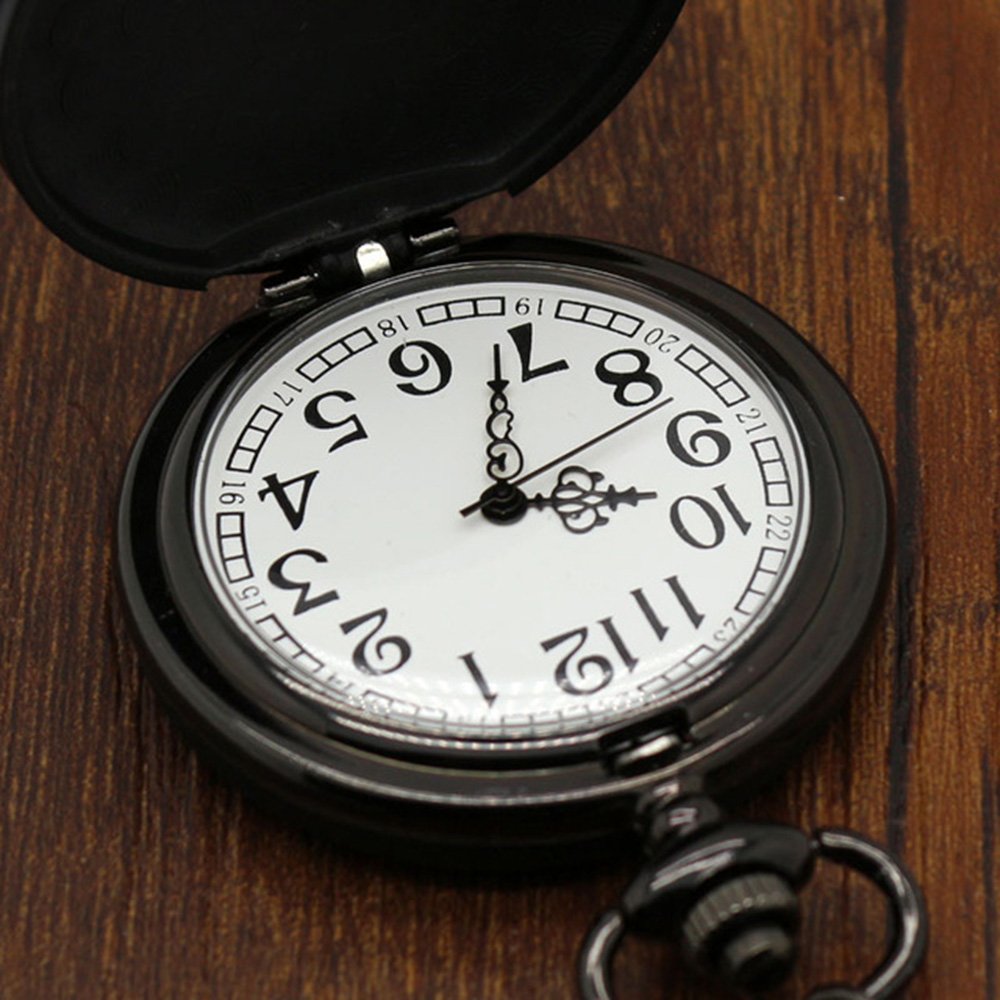Deadpool Red & Black Finished Case Men's Quartz Pocket Watch Necklace - On 32" Inch / 80cm Chain
