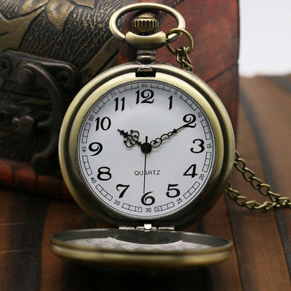 DR WHO Luminous Blue Gallifrey Timelord Seal Bronze Effect Retro/Vintage Case Full Hunter Mens/Boys Quartz Pocket Watch Necklace - On 32" Inch / 80cm Chain