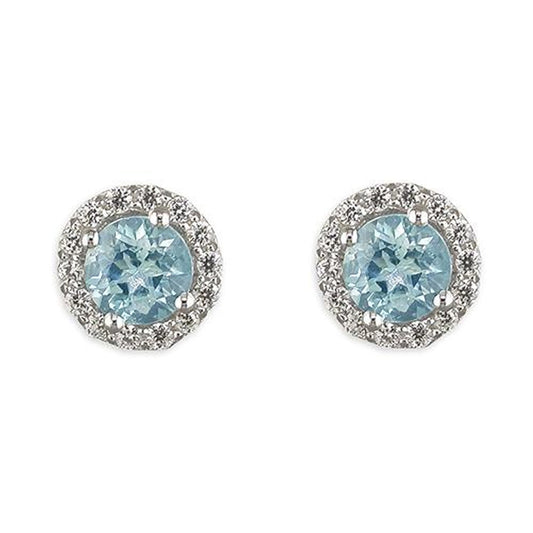 8MM Vintage Round Cut Gemstone Sterling Silver Stud Earrings/Ear Studs for Women Girls Wit ##blue-topaz