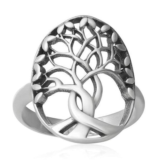 Cut-Out Tree of Life Ring for Women - 925 Sterling Silver - Available in Sizes L-R