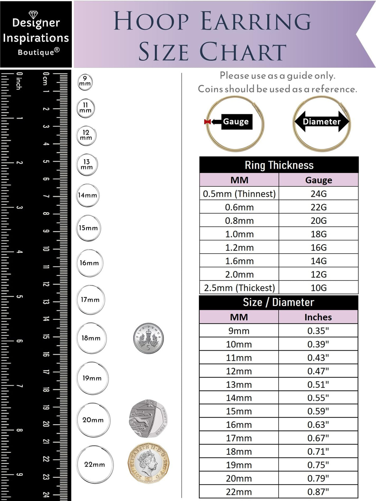 9mm 9ct Yellow Gold Hoop Sleeper Earrings For Women Men Kids - Endless/Seamless Continuous Small Thin ULTRA MINI Hoops - Solid Gold Hoop Earring Sleepers