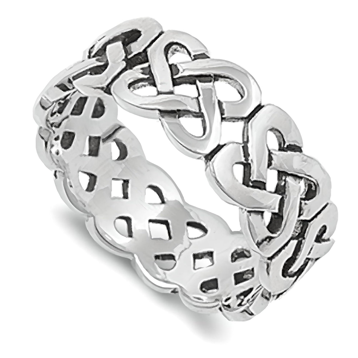 WOMENS/MENS Irish Open Celtic Knot Eternity Ring - 925 Sterling Silver - Irish Celtic Jewellery - Sizes J-Z Available