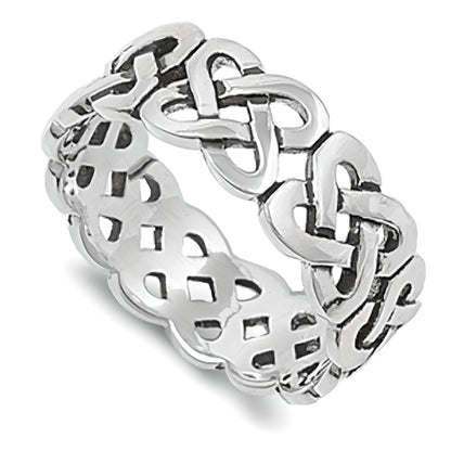 WOMENS/MENS Irish Open Celtic Knot Eternity Ring - 925 Sterling Silver - Irish Celtic Jewellery - Sizes J-Z Available