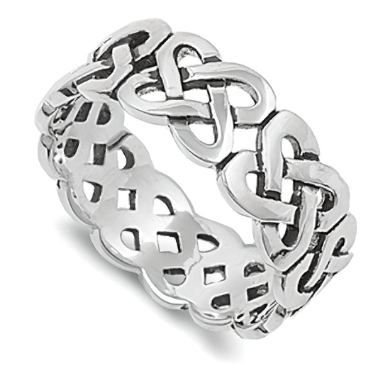 WOMENS/MENS Irish Open Celtic Knot Eternity Ring - 925 Sterling Silver - Irish Celtic Jewellery - Sizes J-Z Available